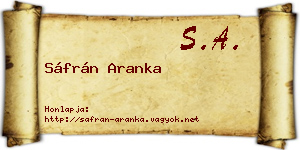 Sáfrán Aranka névjegykártya
